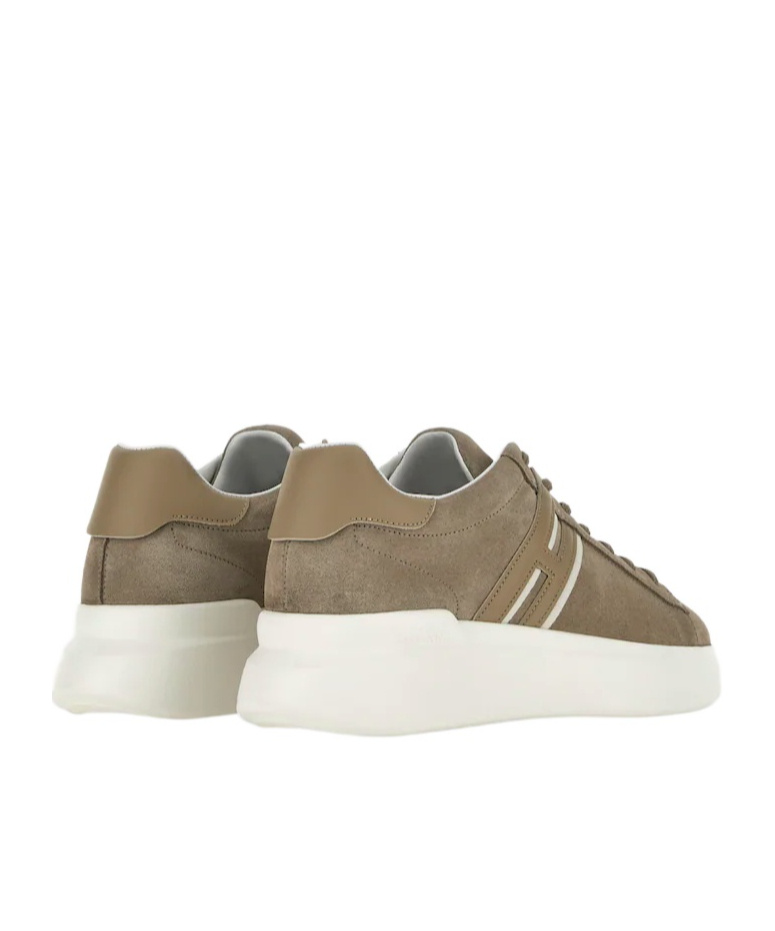 Hogan Earth Brown Leather Sneakers With Memory Foam Insole And Appliqué Logo In Brown