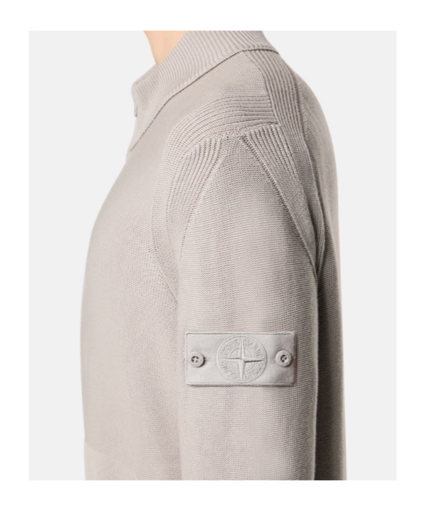 Stone Island Loose Fit Cardigan With Two-way Zip In Gray