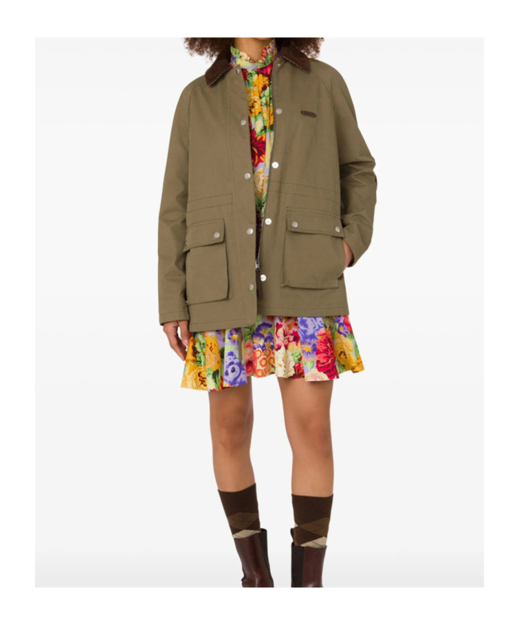 Moschino Corduroy-collar Utility Jacket In Brown
