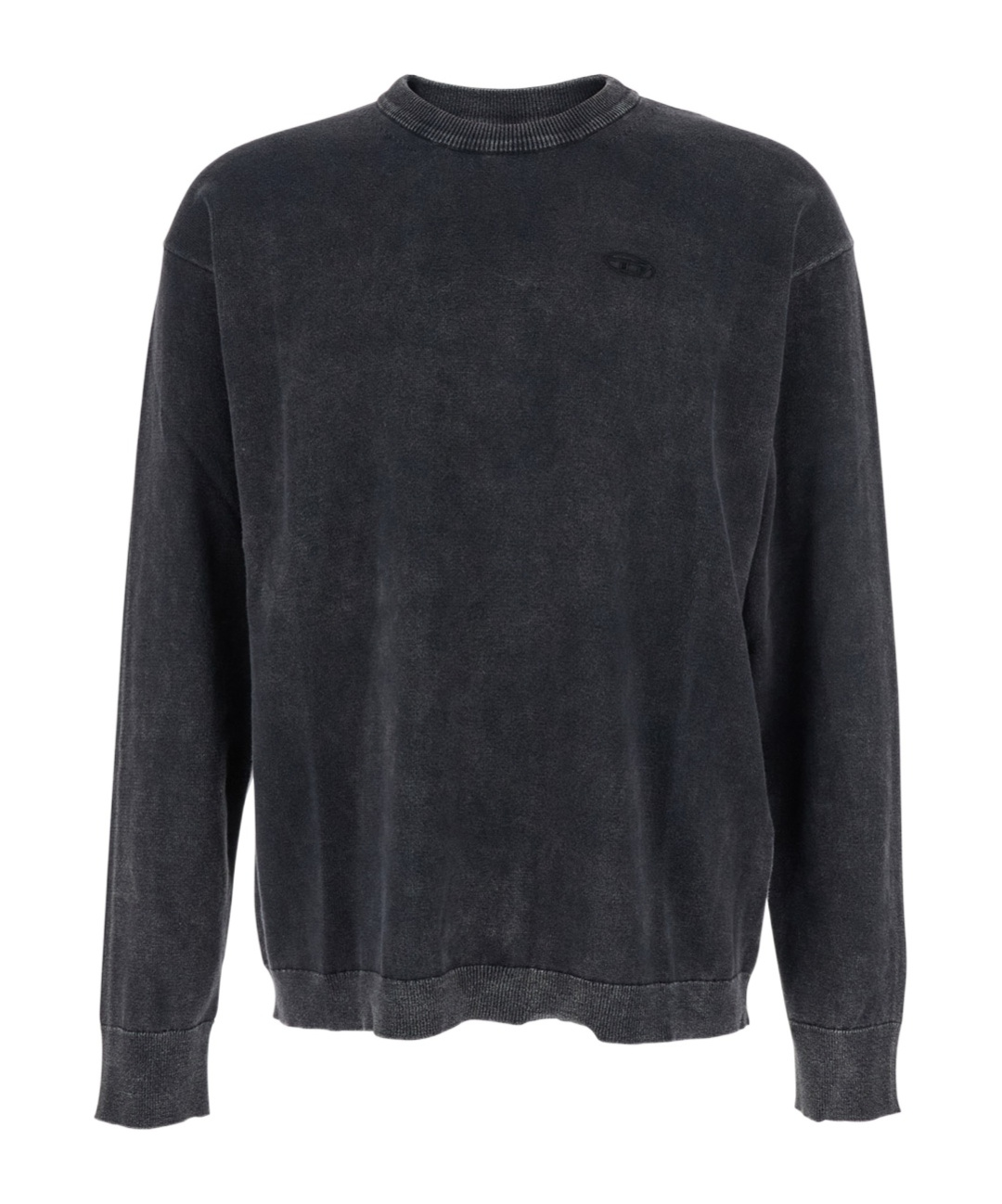 Diesel K-bennie Grey Crewneck T-shirt With Logo Embroidery On The Front In Cotton Man In Black