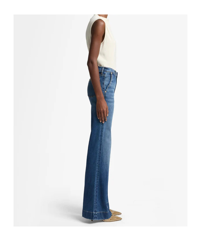 7 For All Mankind Wide-leg High-waist Jeans With Vintage Fading In Blue