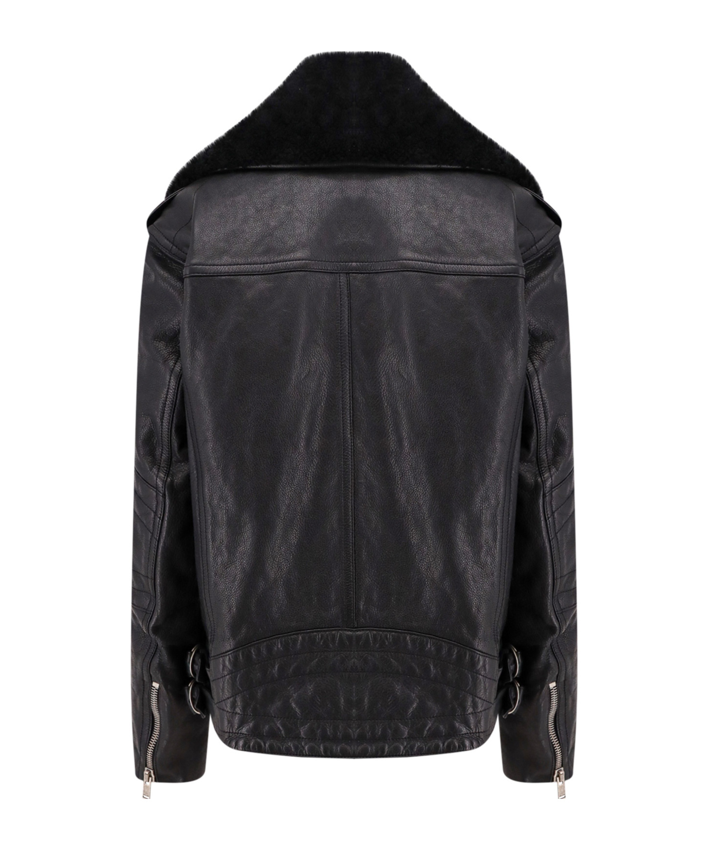 Saint Laurent Biker Jacket In Vintage Leather And Shearling In Black