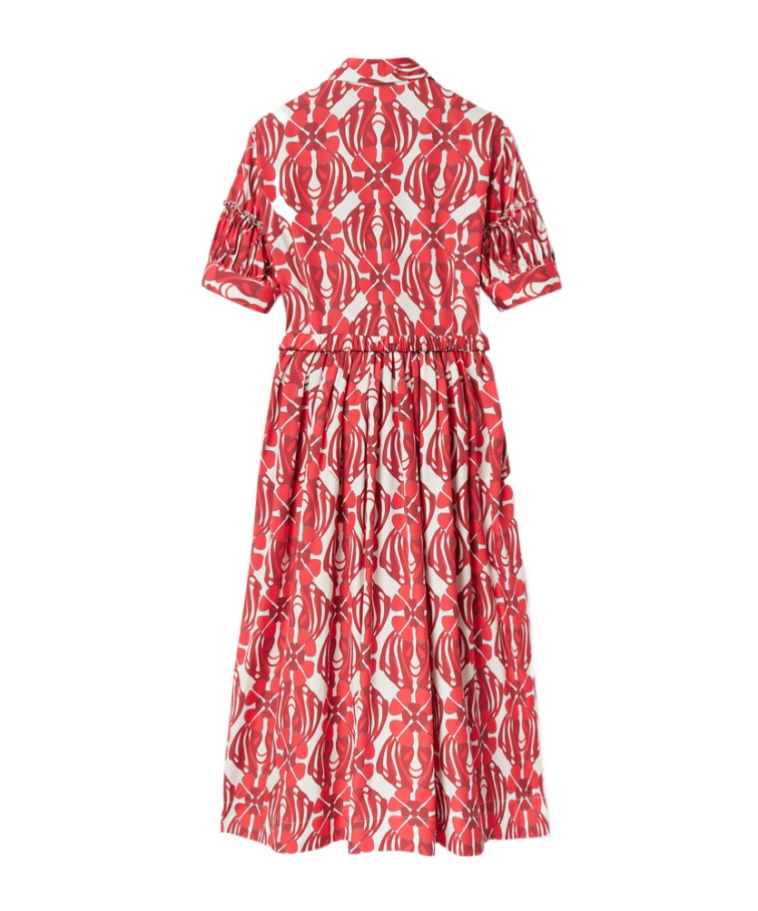 La Doublej Libertine Printed Cotton Shirt Dress In Red