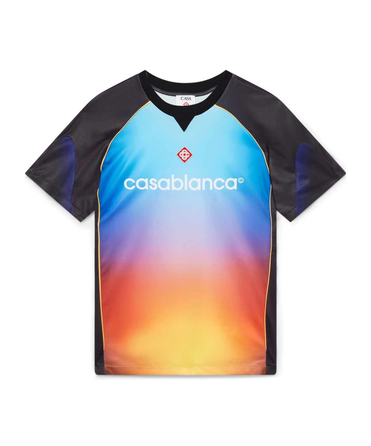 Casablanca Mesh Gradient Football T-shirt With Contrast Piping In Multicolor