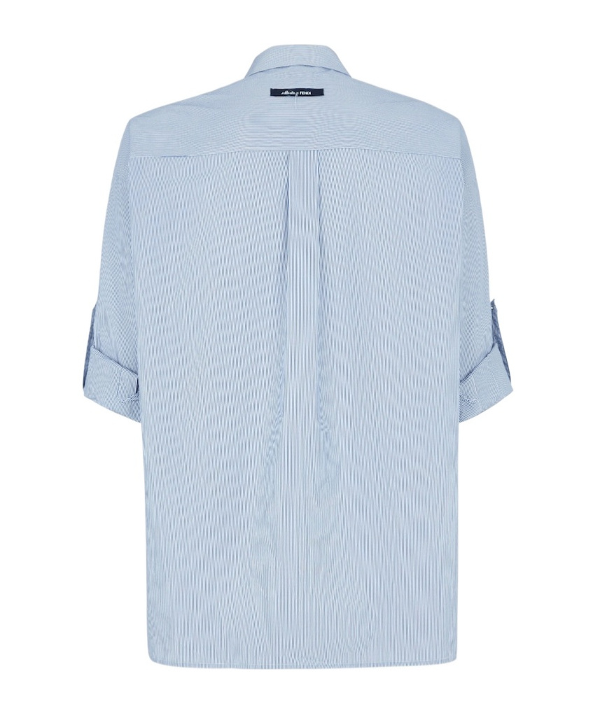 Fendi Striped Cotton Polo Shirt In Blue