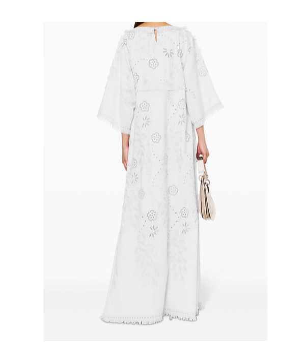 Alberta Ferretti Sangallo White Caftan Dress