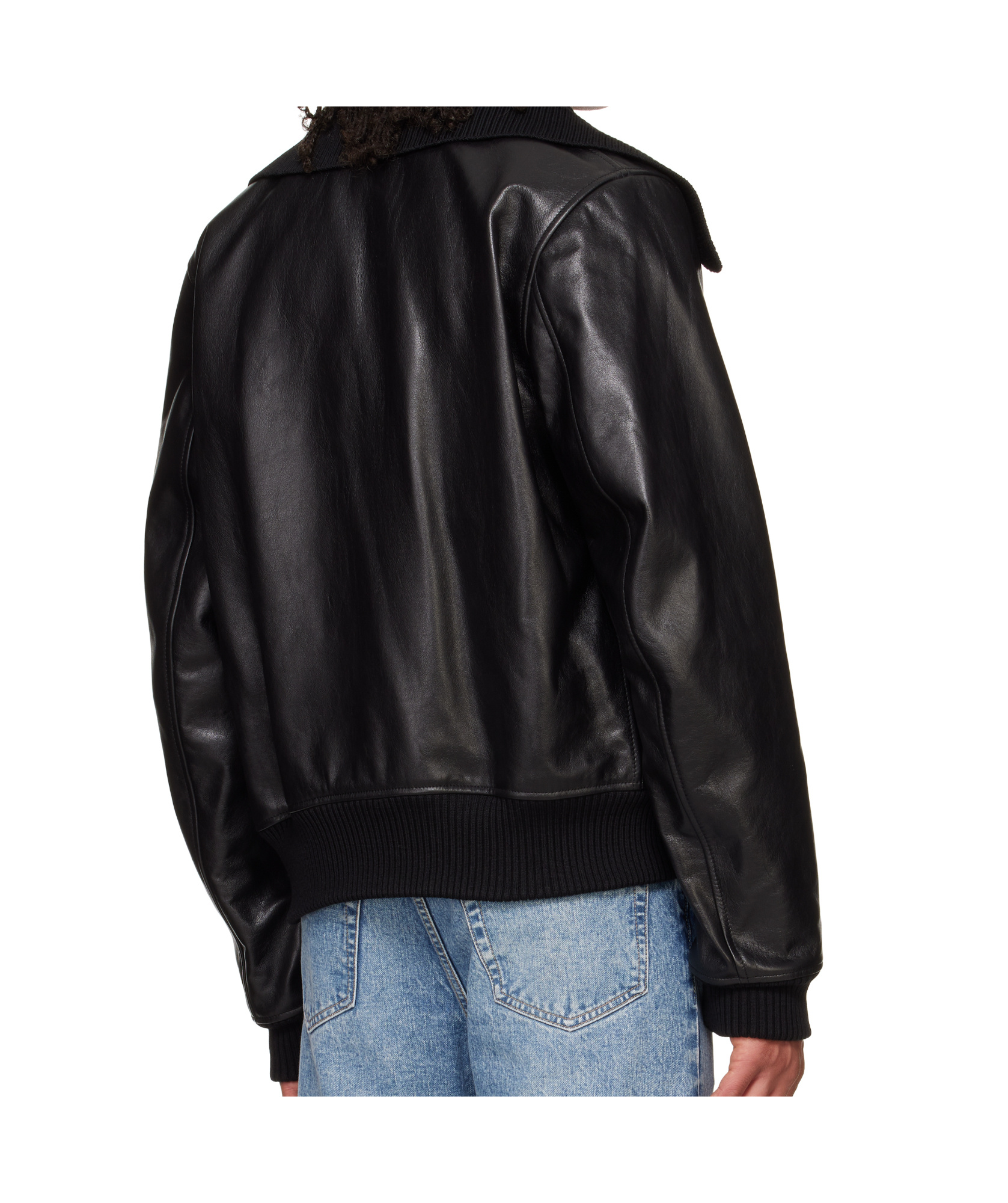 Our Legacy Bomber Jacket Leather Large Collar In Black