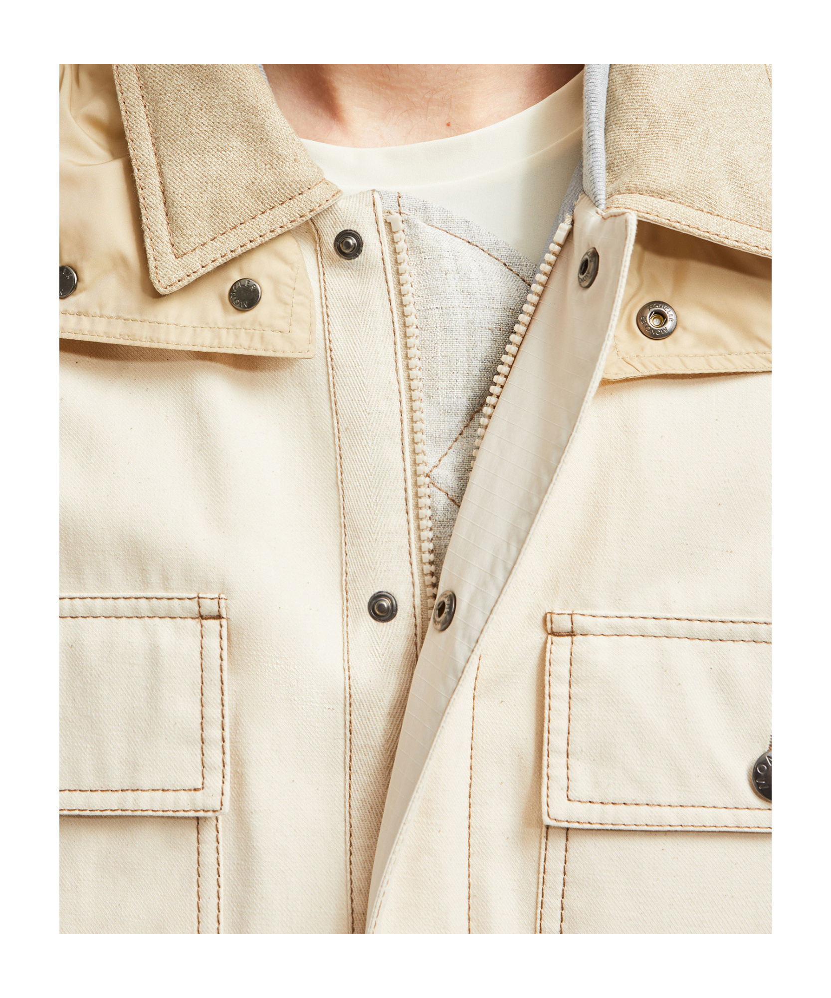 Moncler Doudoune Utilitaire En Coton Kelpius In Nude