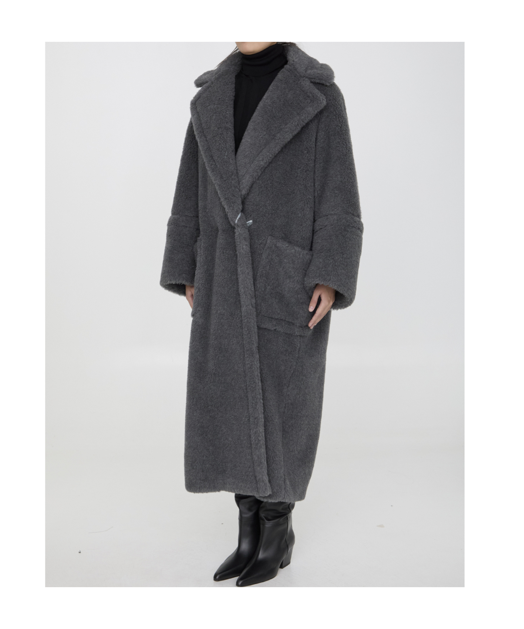 Shop Max Mara Long-sleeved Coat In Black