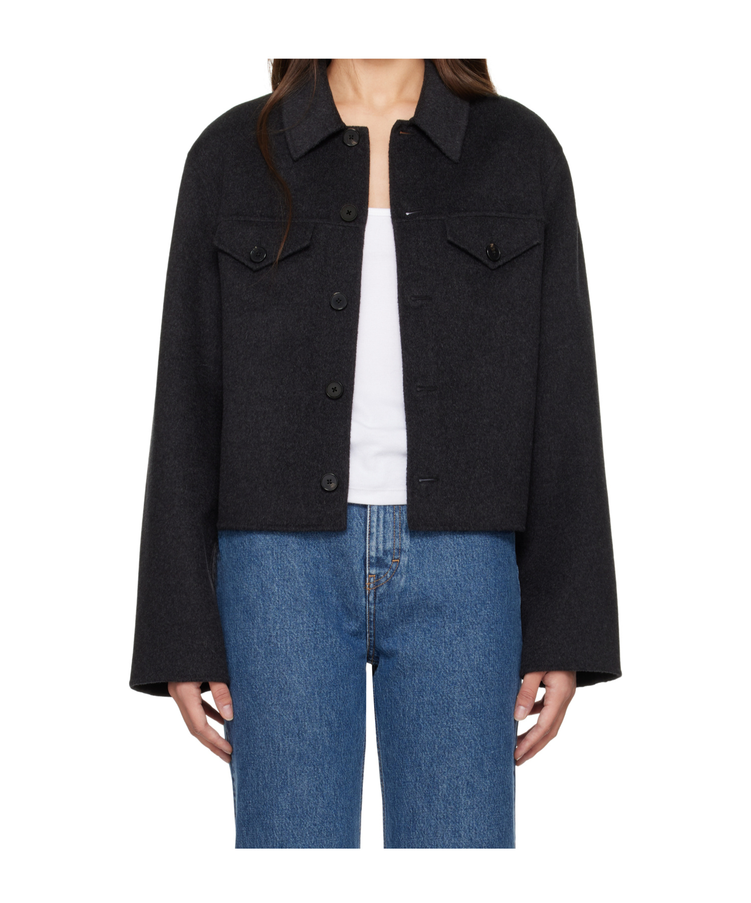 Filippa K Gray Short Wool Cashmere Jacket In Black