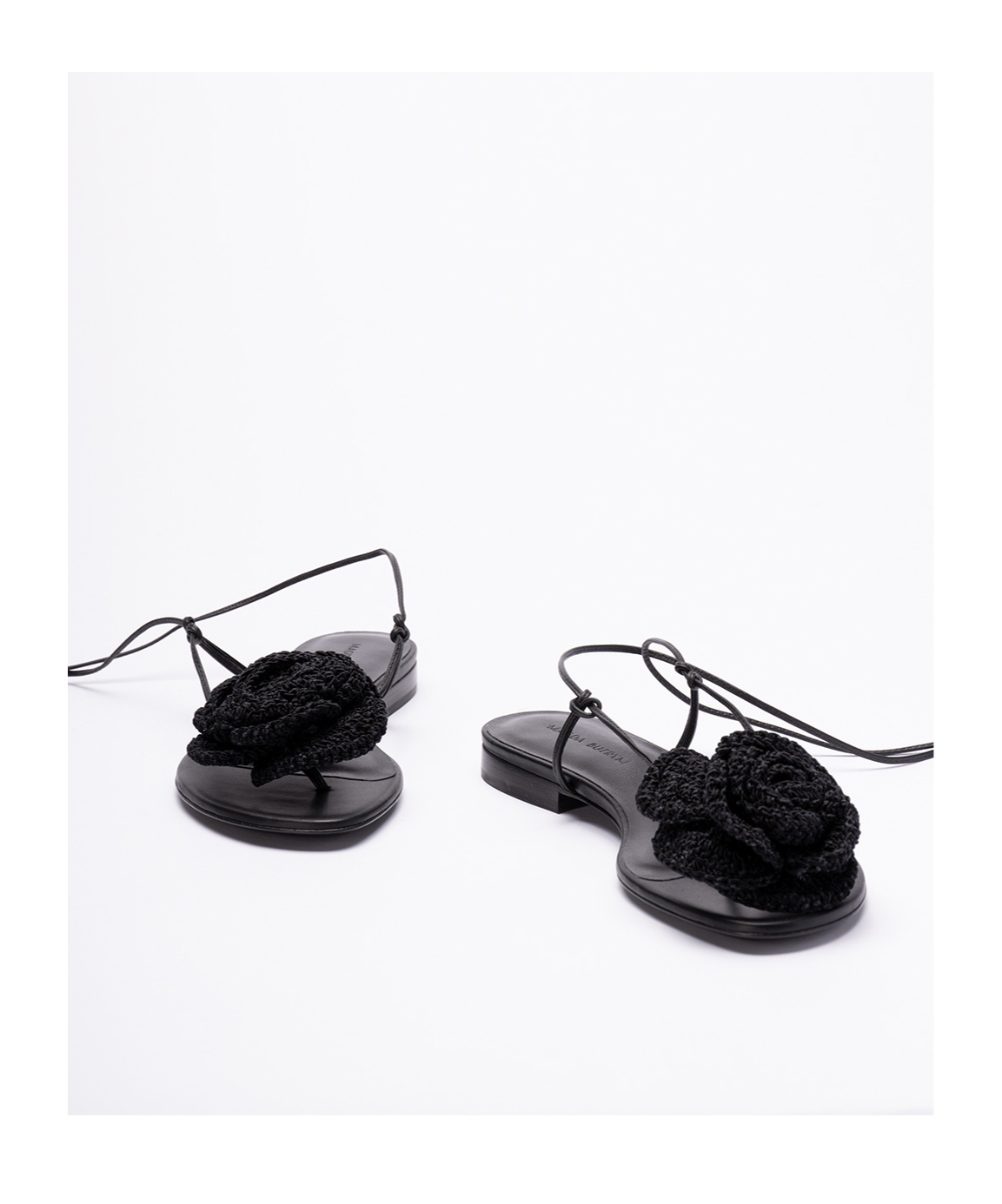 Shop Magda Butrym Crochet-floral-appliqué Sandals In Black