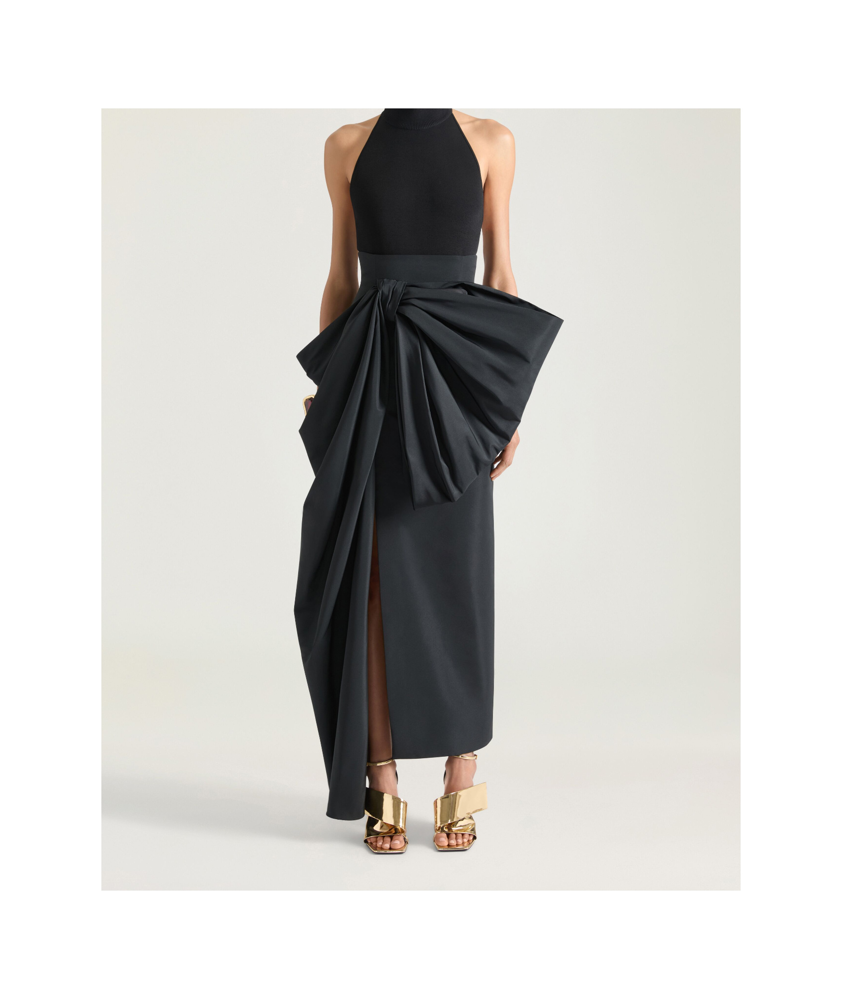 Givenchy Midi Skirt In Polyfaille With Bow Detail In Black