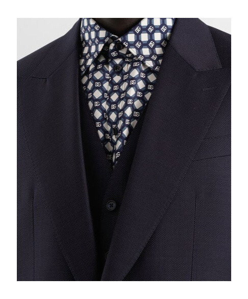 Dolce & Gabbana Single-breasted Micro-patterned Wool Suit In Blue