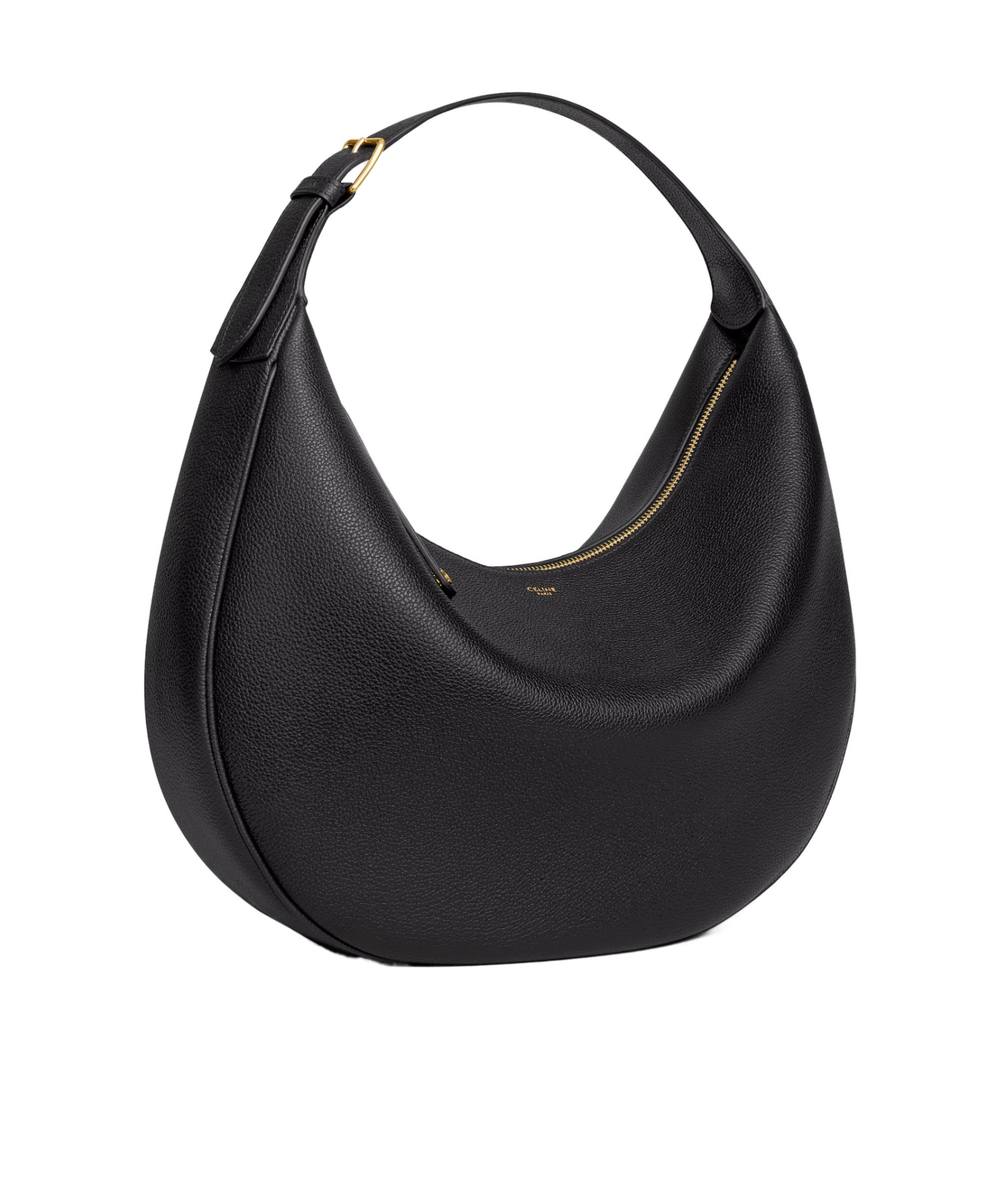 Celine Large  Lulu In Grained Calfskin In Black