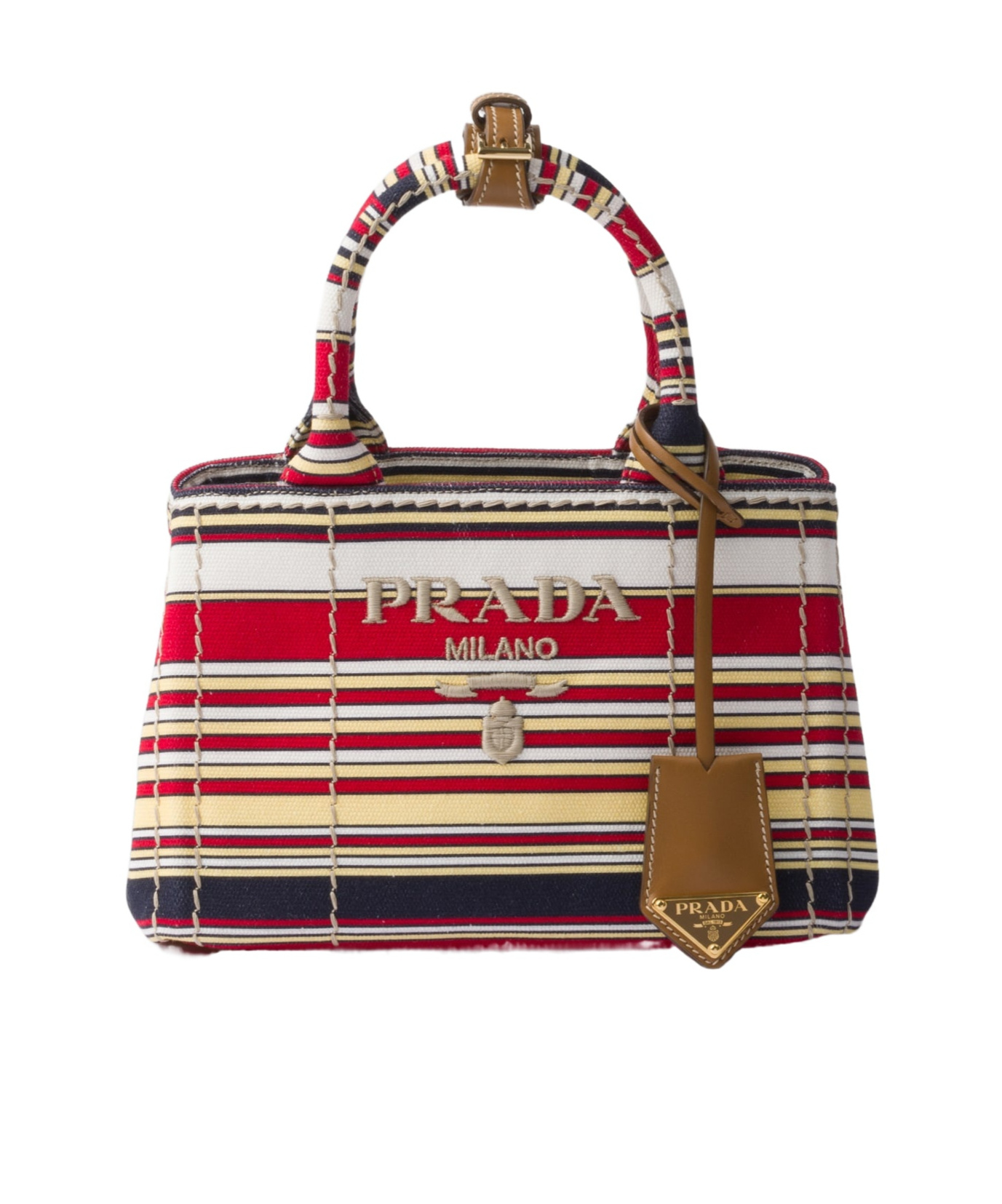 Prada Mini Handbag With Embroidered Design And Stripes In Animal Print