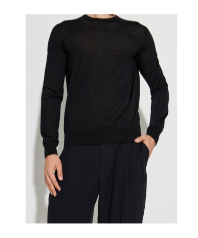 Giorgio Armani Fine Knit Virgin-wool Jumper In Black