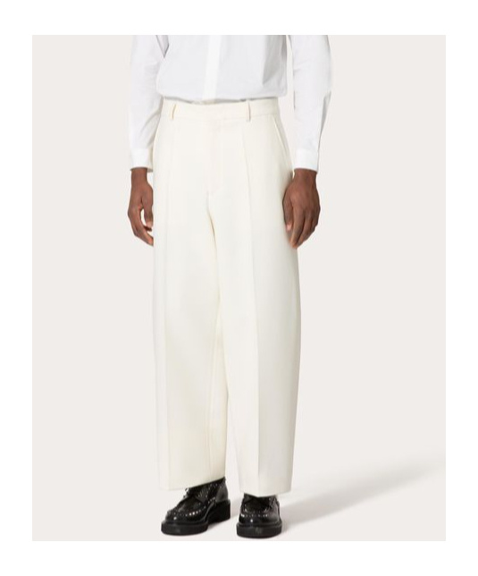 Valentino Virgin Wool-blend Trousers In White