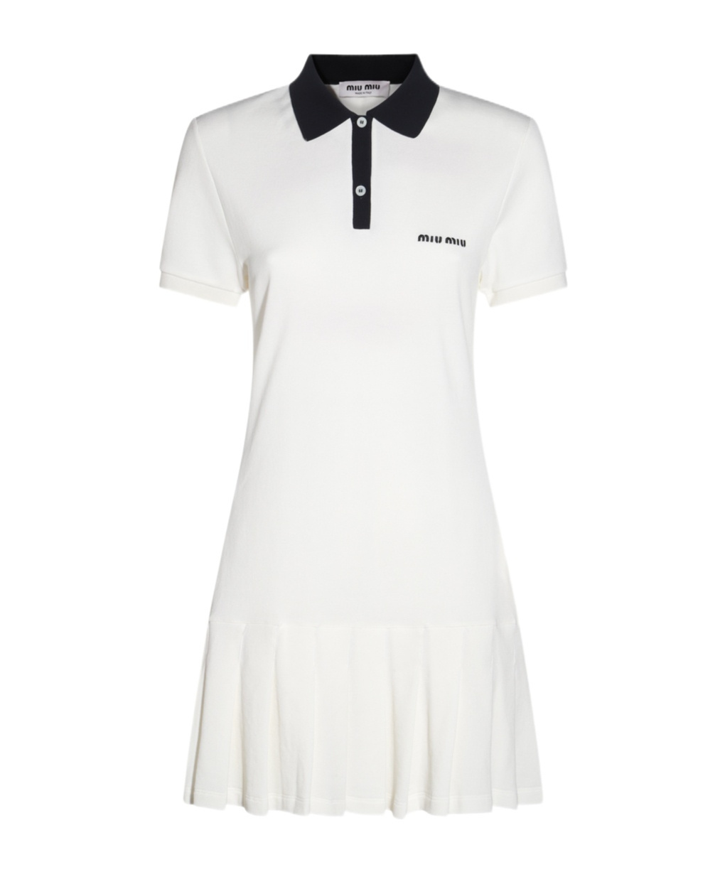Miu Miu Pole Collar Dress In White