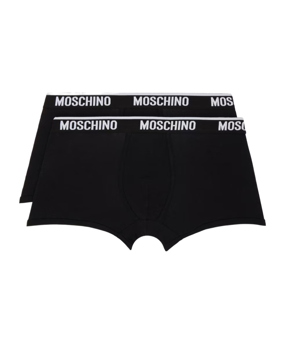 Moschino Elastic Waist Briefs 2-pack In Black