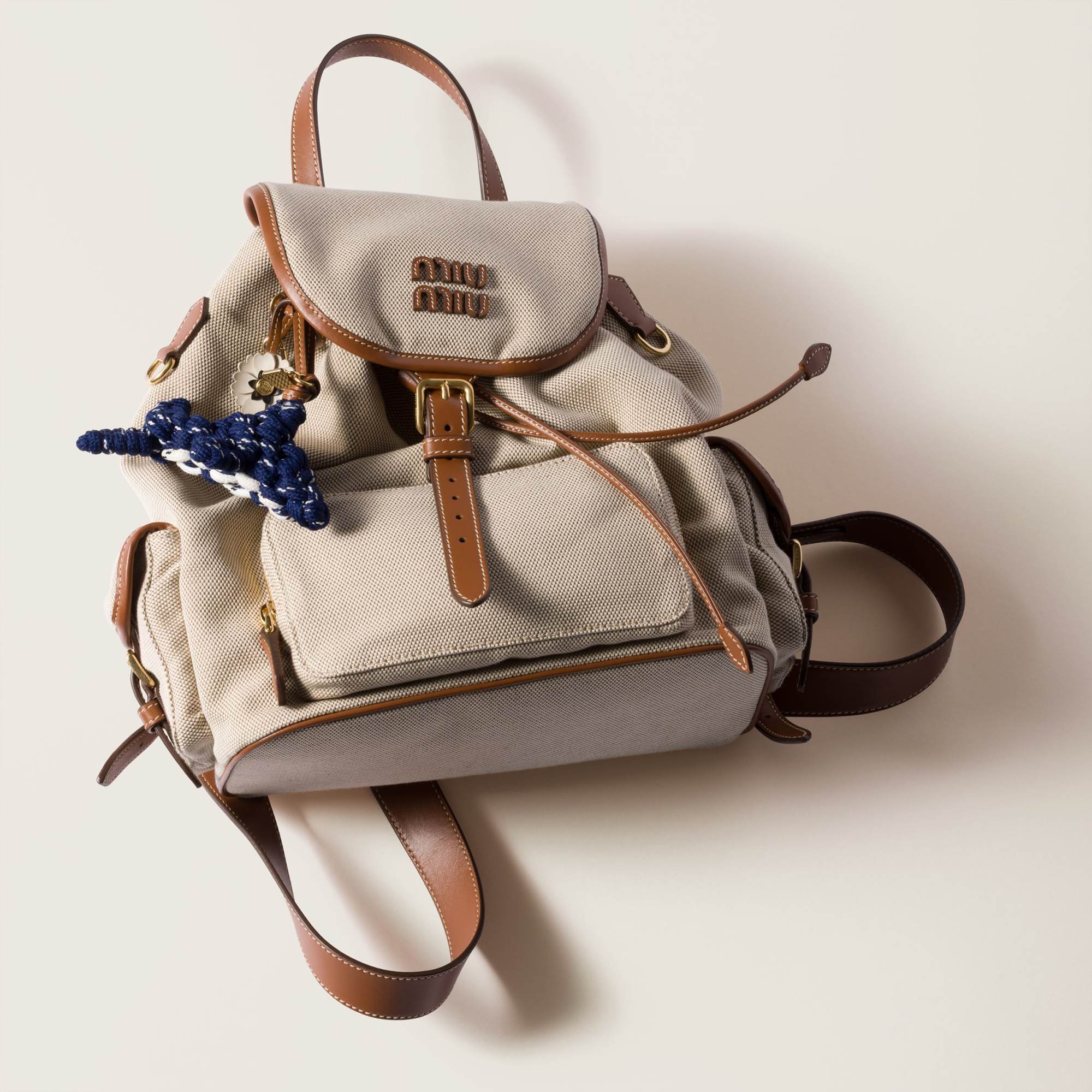 Miu Miu Cord And Leather Trick In Blue