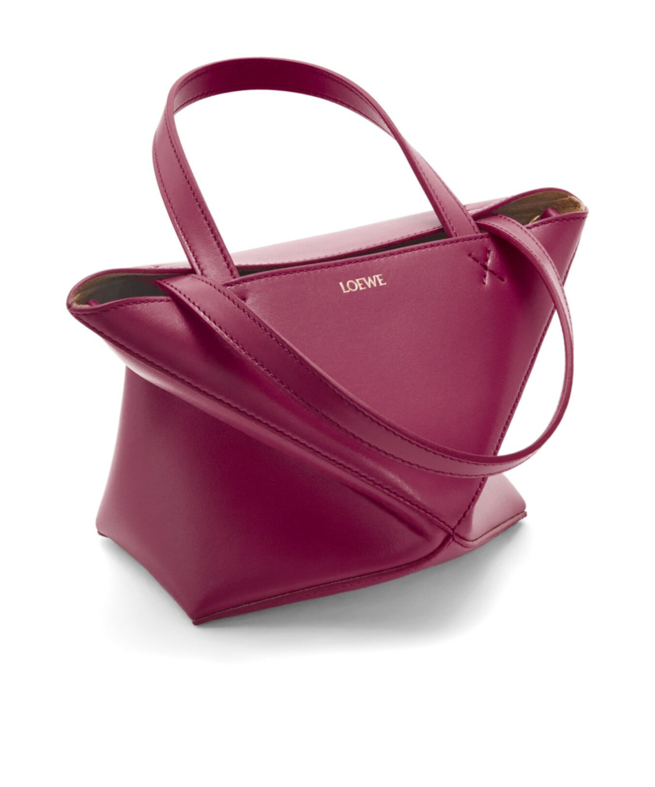 Loewe Mini Leather Puzzle Fold Tote Bag In Red