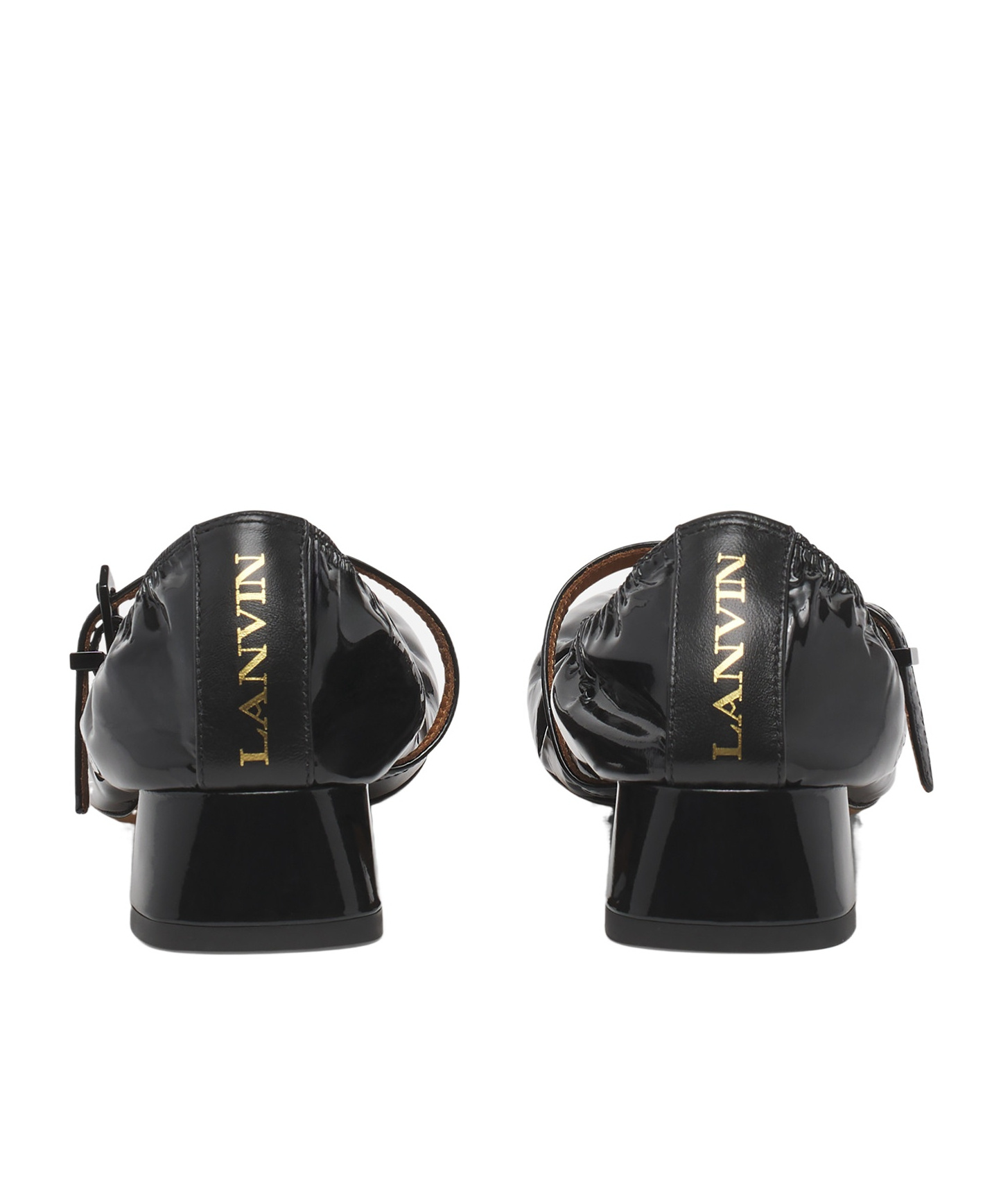 Lanvin Heeled Mary Jane In Glossy Leather In Black