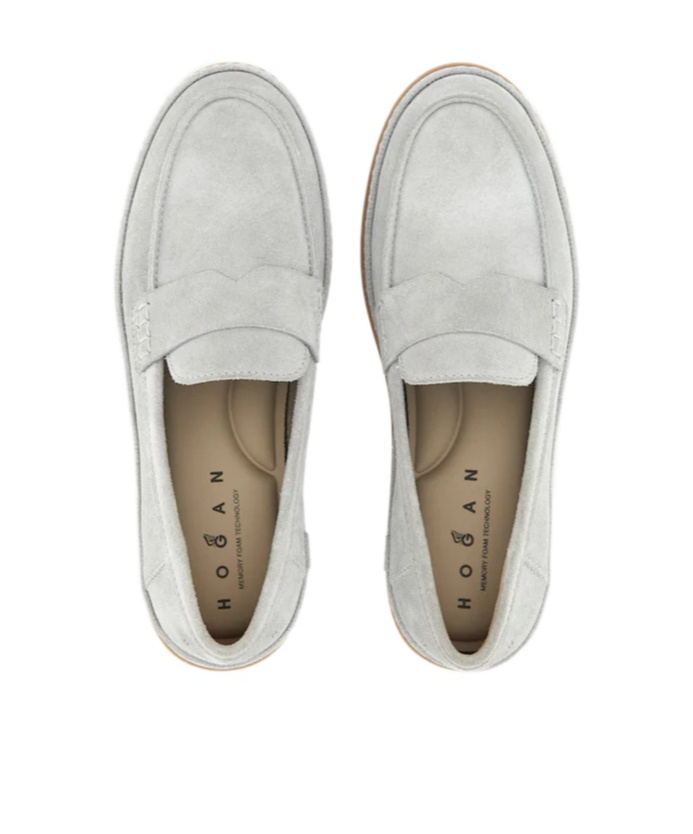 Hogan Almond Toe Loafers In Gray