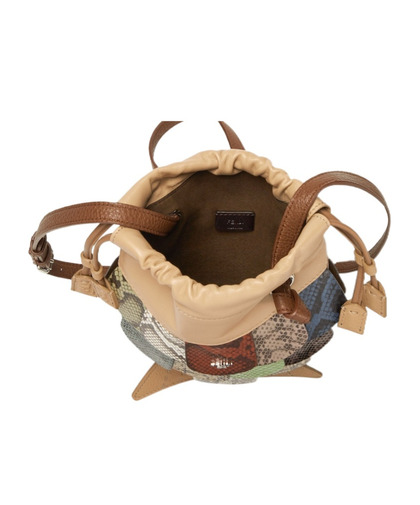 Fendi Nappa Leather And Multicolor Lizard Leather Patchwork Bag