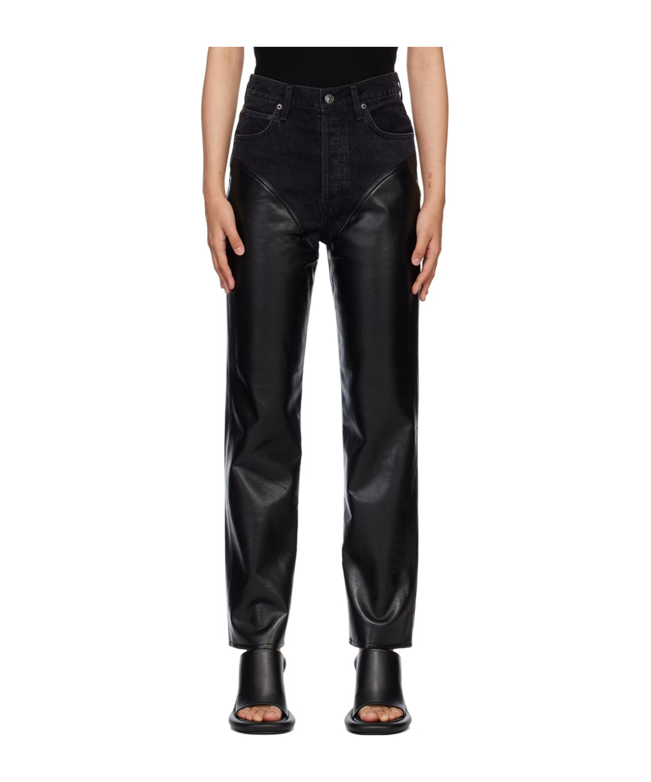 Agolde Belt Loops Slacks In Black