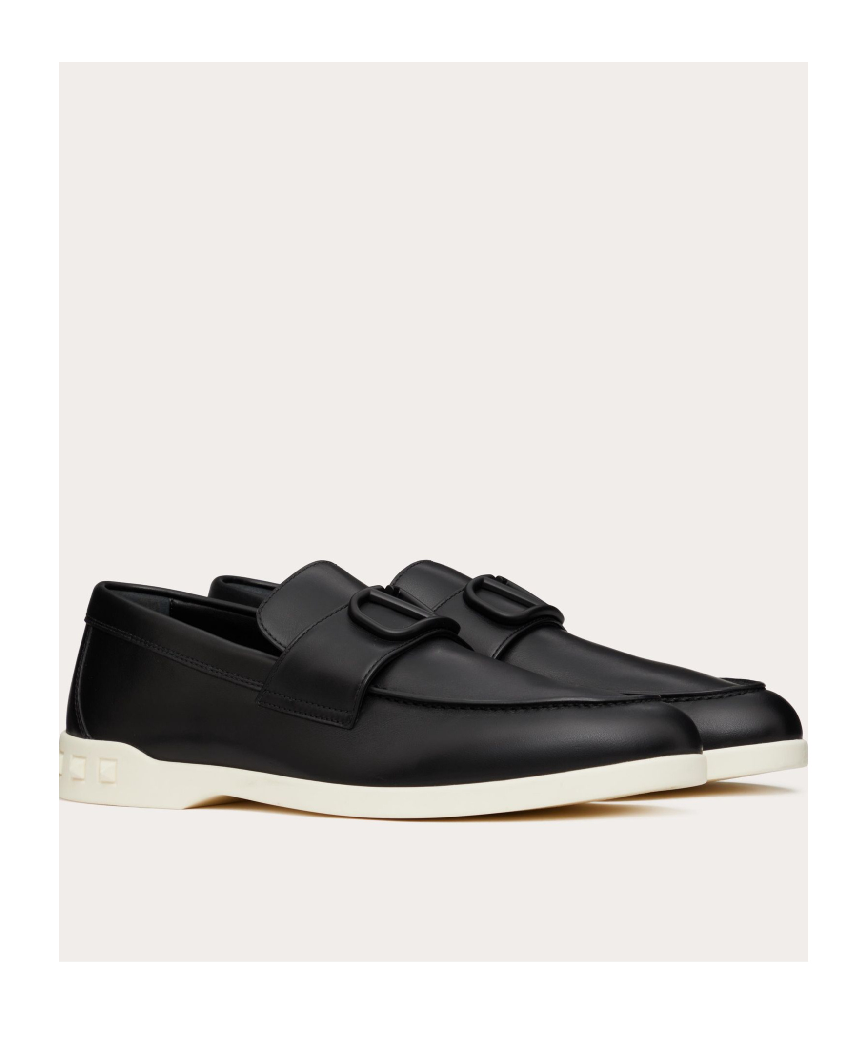 Valentino Garavani Vlogo Signature Slip-on Shoes With Rockstud Details In Black