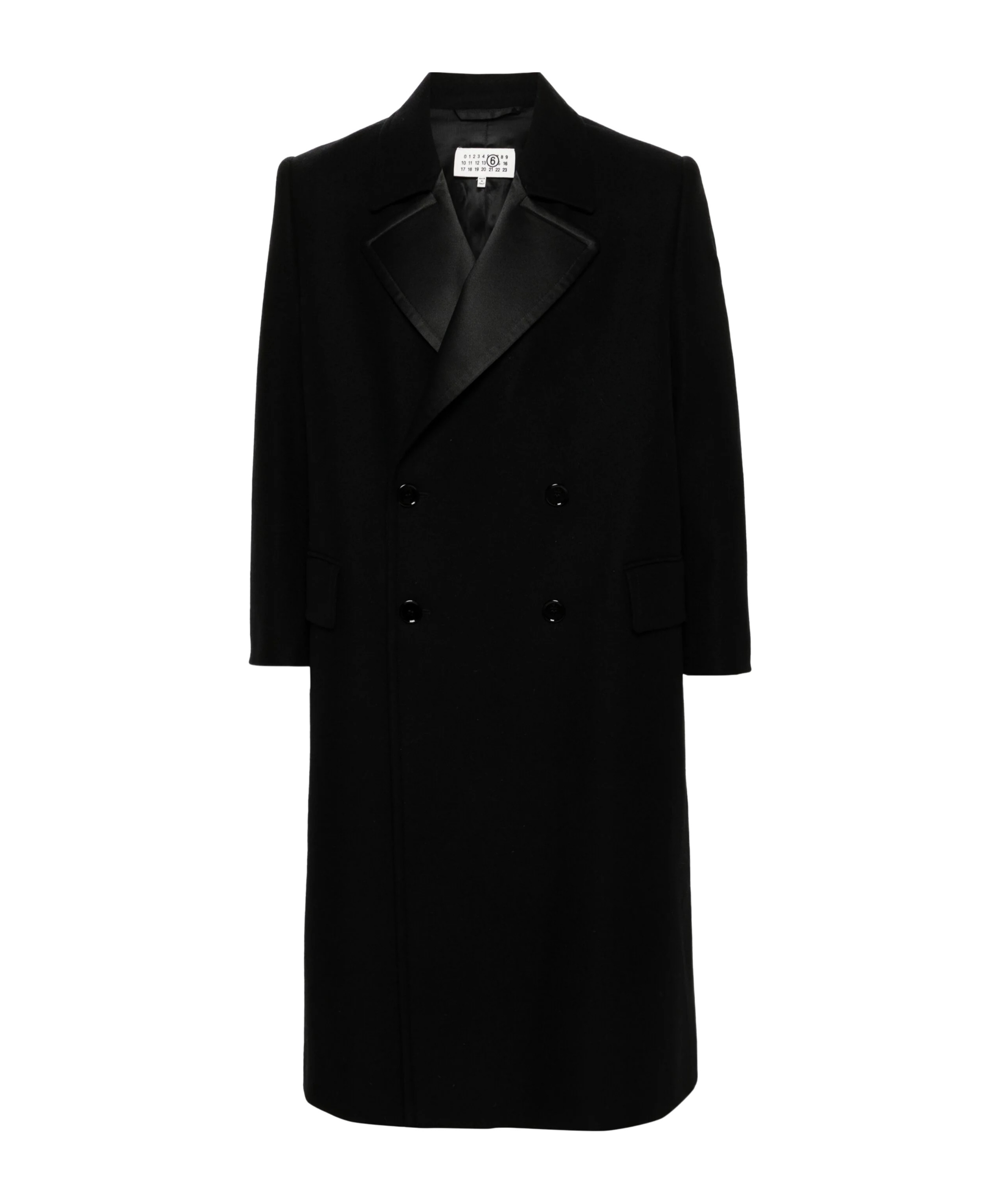 Mm6 Maison Margiela Contrasting Lapels Double-breasted Coat In Black