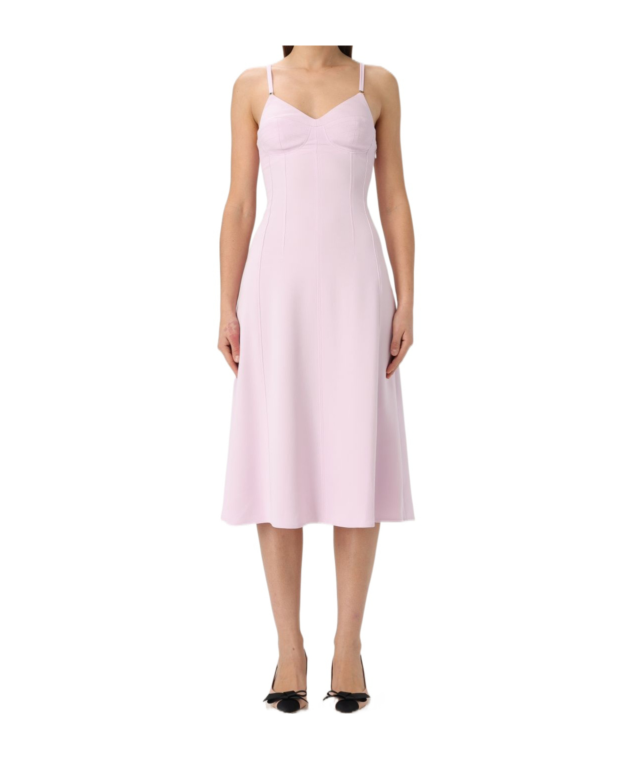 Elisabetta Franchi Lace-up Detail Crepe Midi Dress