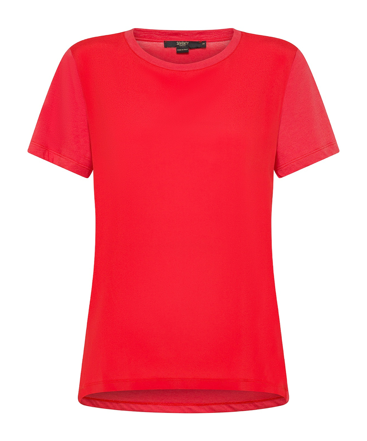 Seventy Crewneck T-shirt In Jersey And Silk-blend Crepe In Red