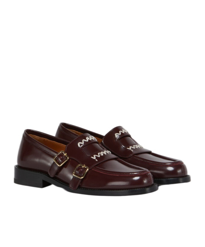 Marni Leather Loafers With Stitched Detailing And Shape In Black