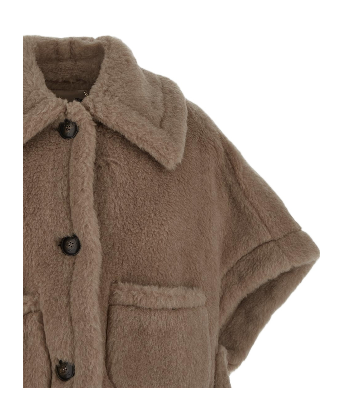 Max Mara Teddy Short-sleeve Cropped Jacket In Brown