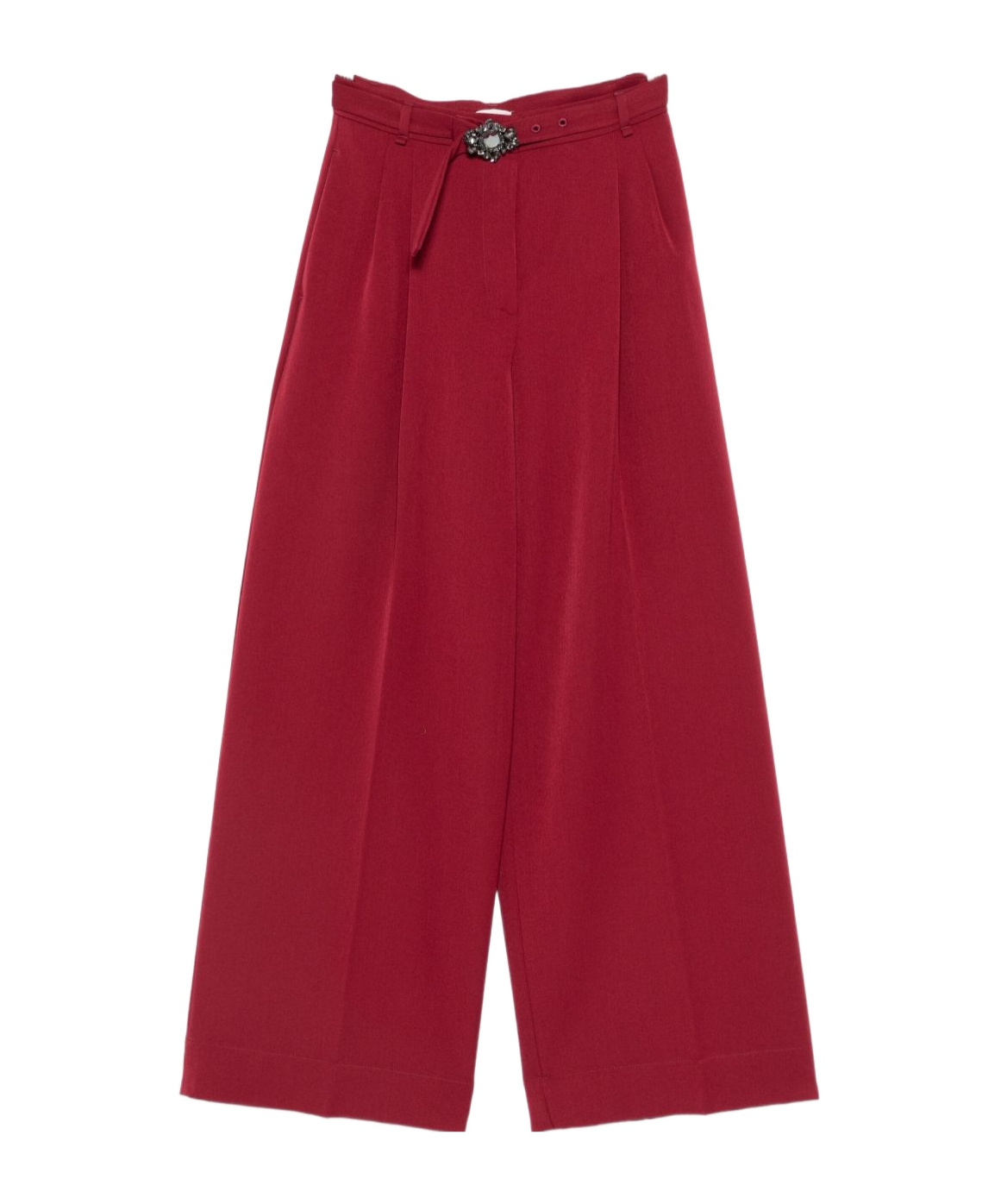 Liu •jo Bordeaux Wide-leg Trousers With Slim Belt In Red