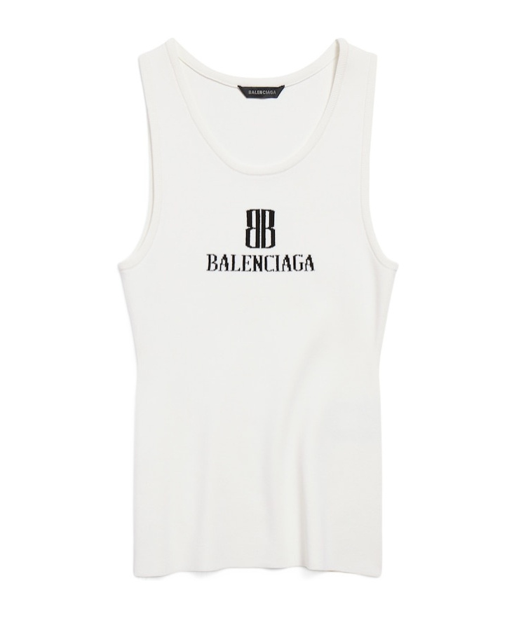 Balenciaga Women's Nano Bb Tank Top In White/black