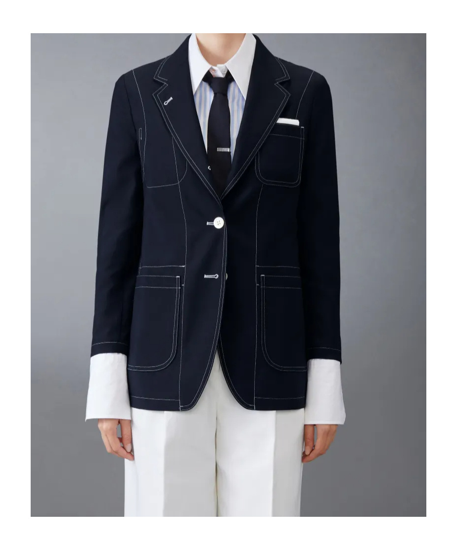 Thom Browne Long Sleeve Uniform Jacket In Blue