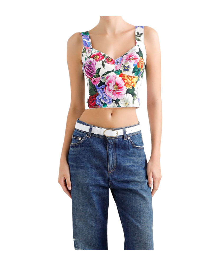 Dolce & Gabbana Floral Printed Vest In Multicolor