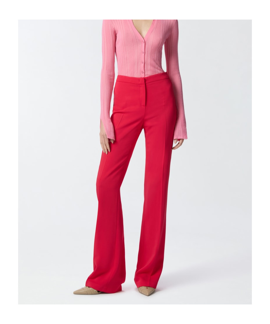 Pinko Flared Elegant Trousers In Technical Cady In Red