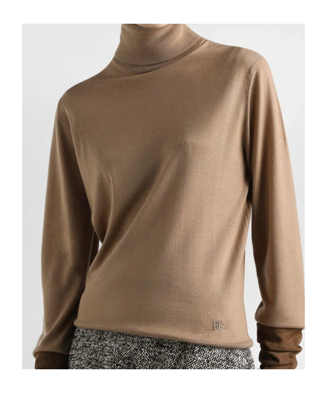 Dolce & Gabbana Cashmere Turtleneck Sweater Sweaters And Cardigans Beige In Neutral