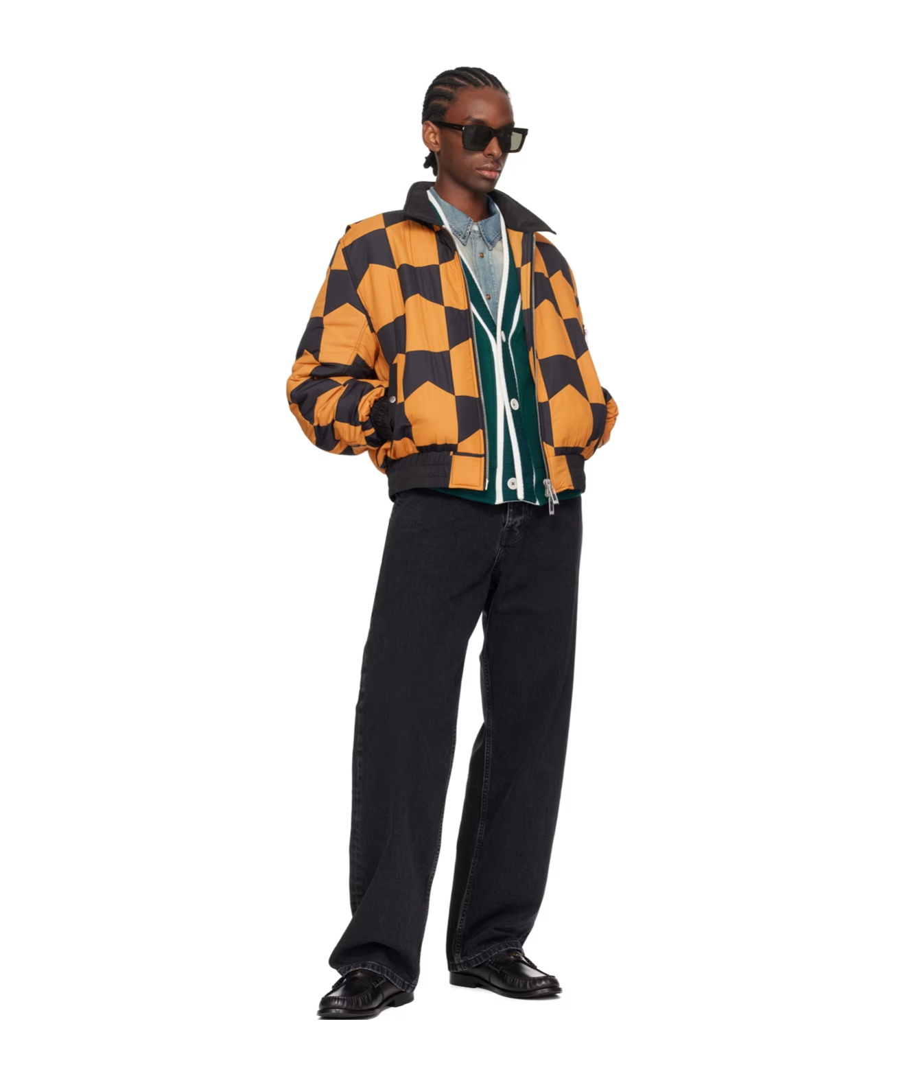 Rhude Chevron-print Quilted Shell Jacket In Black