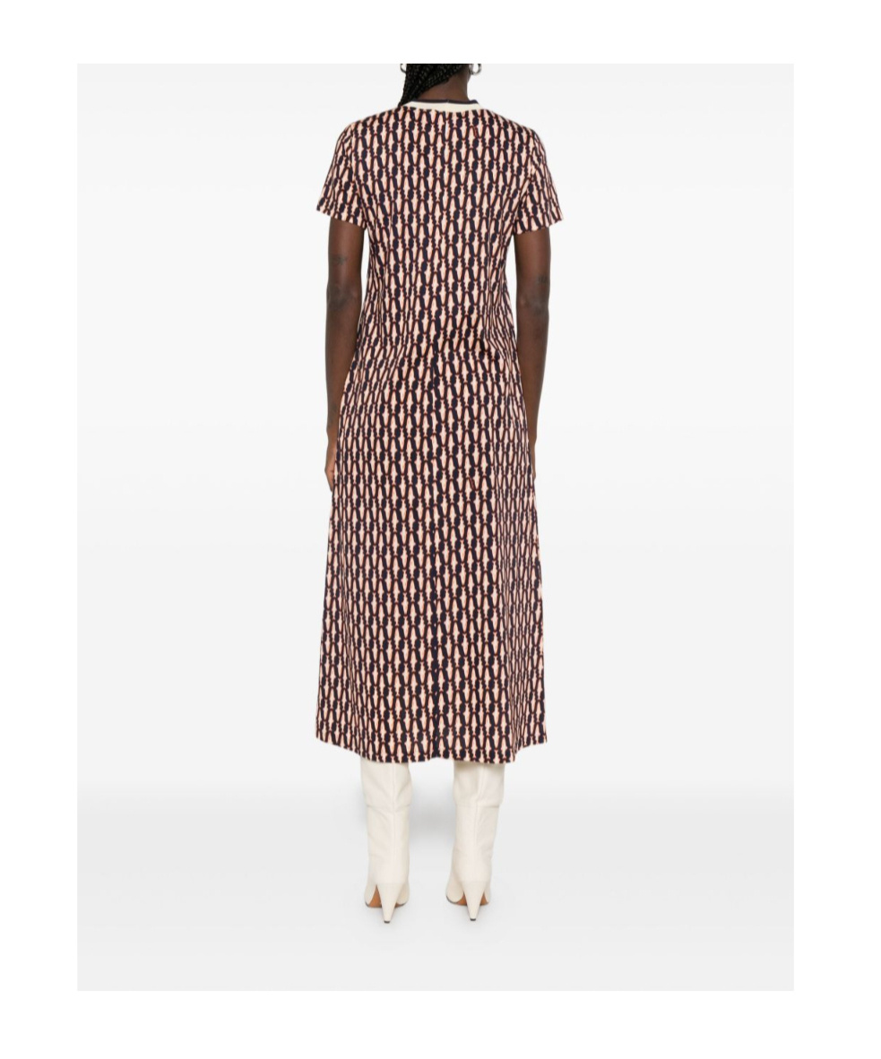La Doublej Geometric-print Dress In Brown