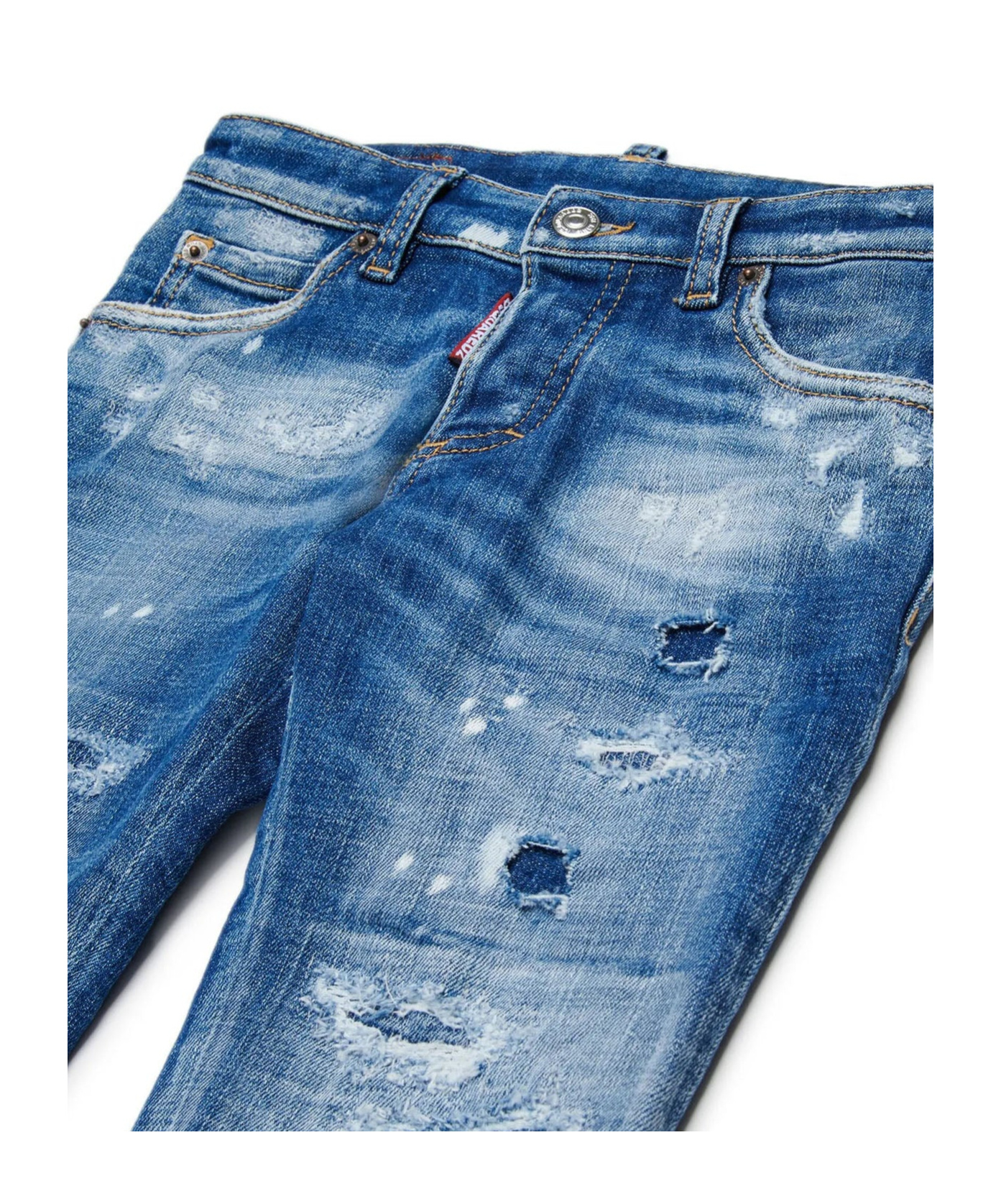 Dsquared2 Straight Jeans With Tears And Stains In Blue