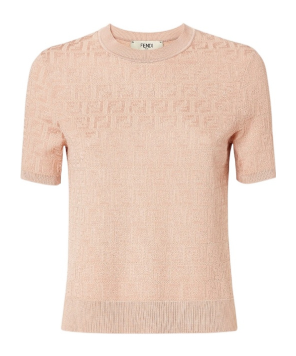 Fendi Pink Ff Cotton And Viscose Sweater