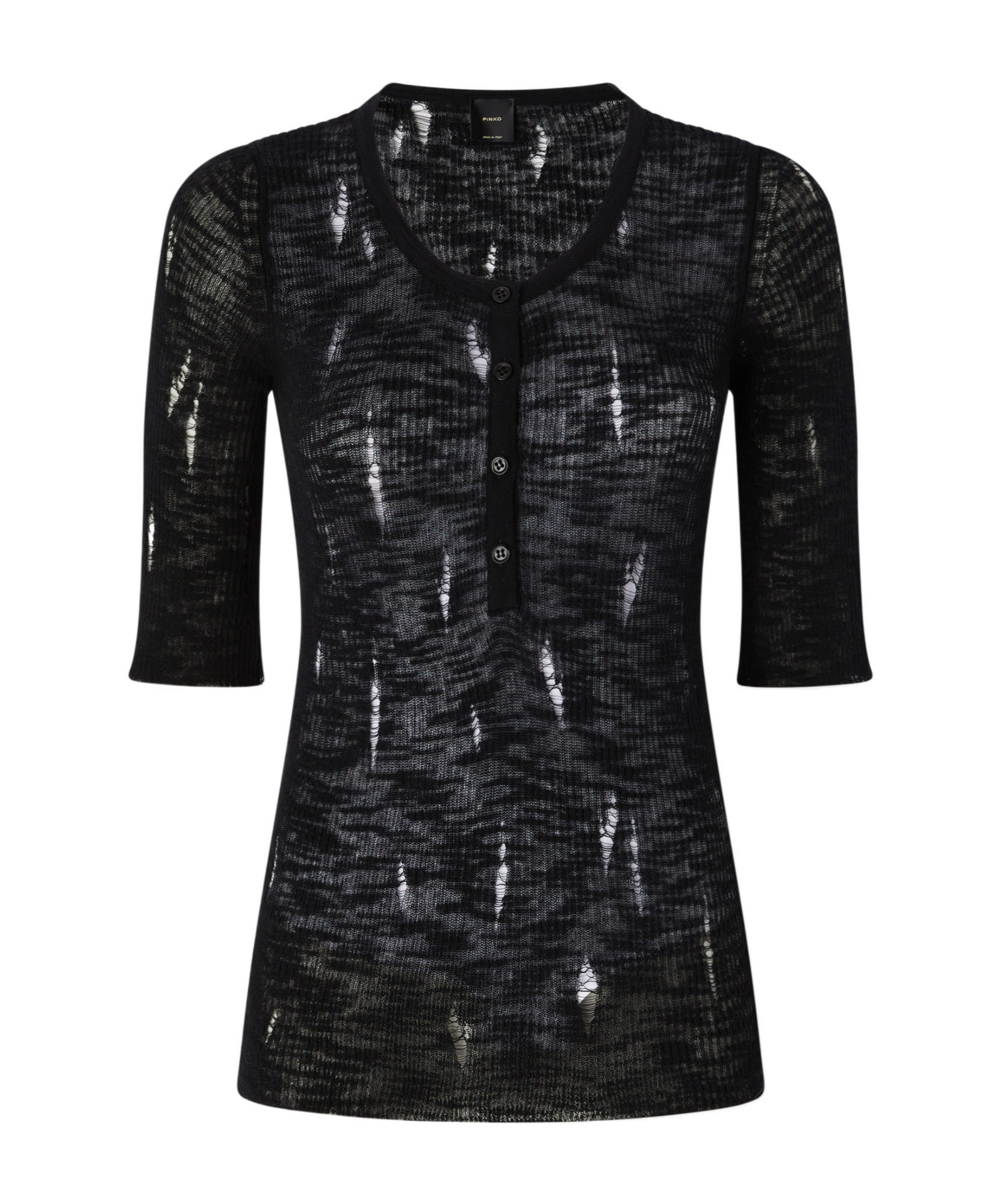 Pinko Lightweight Ribbed Seraph Sweater With Rips In Black