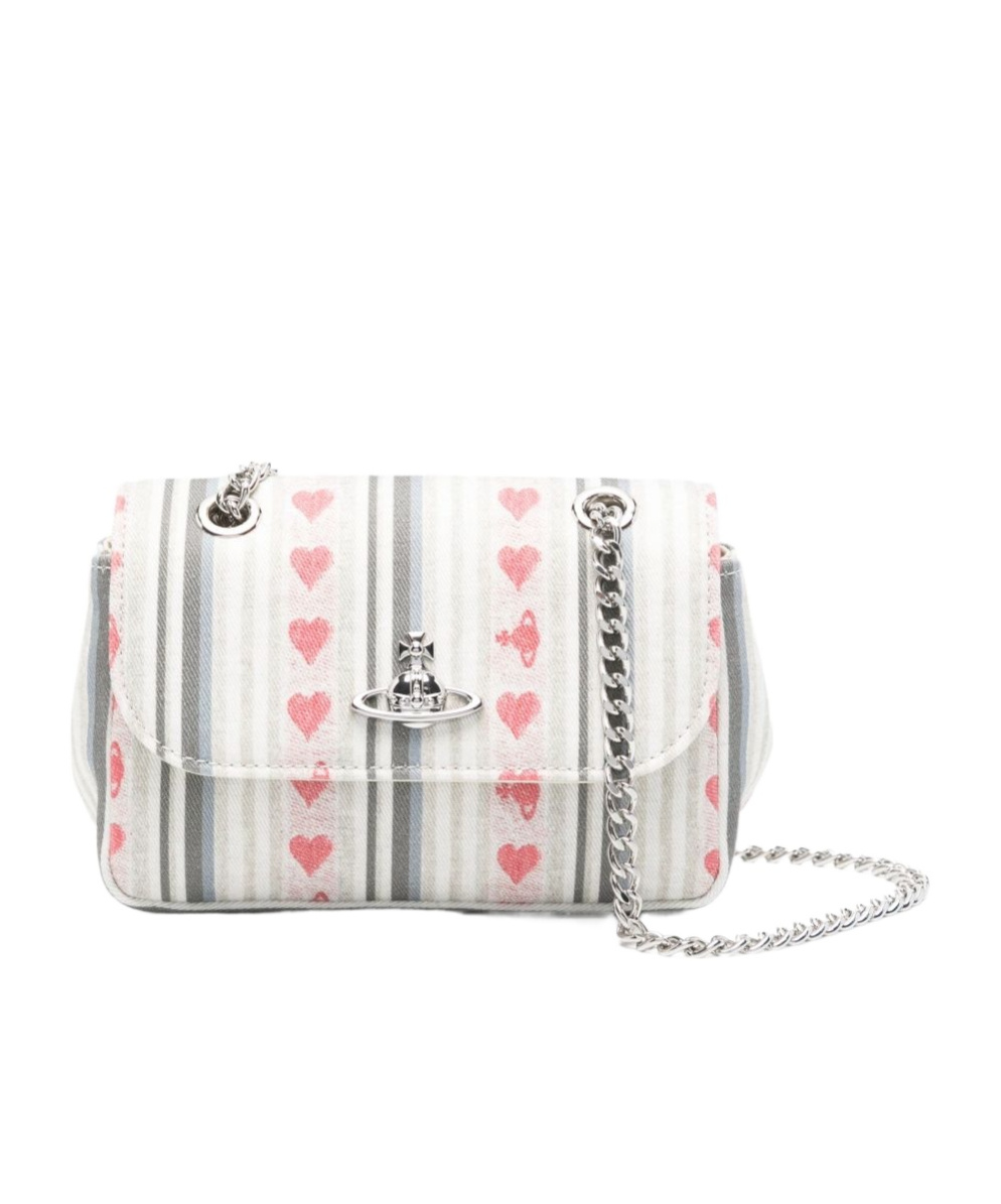 Vivienne Westwood Linen Heart Stripes Mini Bag In White