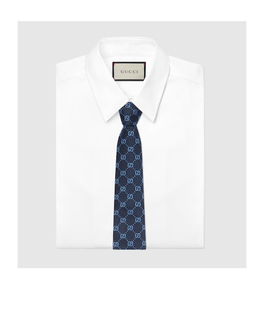 Gucci Gg Damier Jacquard Tie In Blue