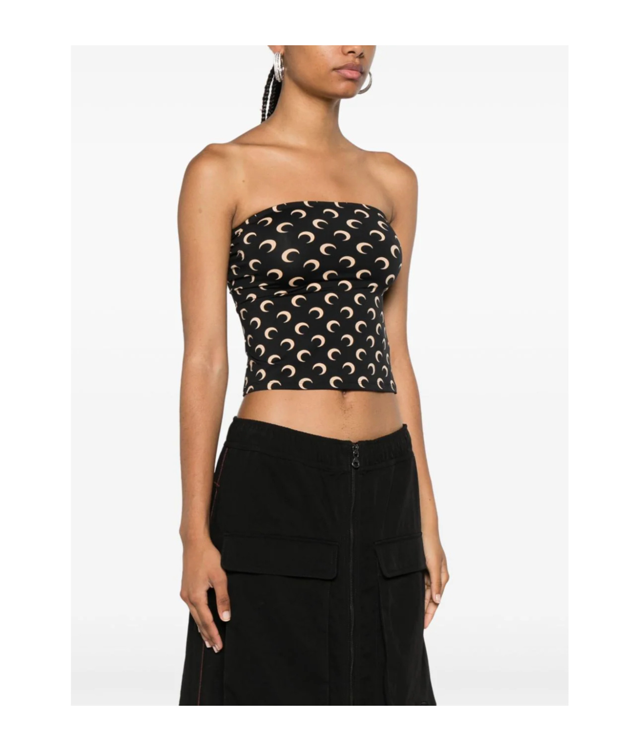 Marine Serre Moon Print Jersey Tube Top In Black