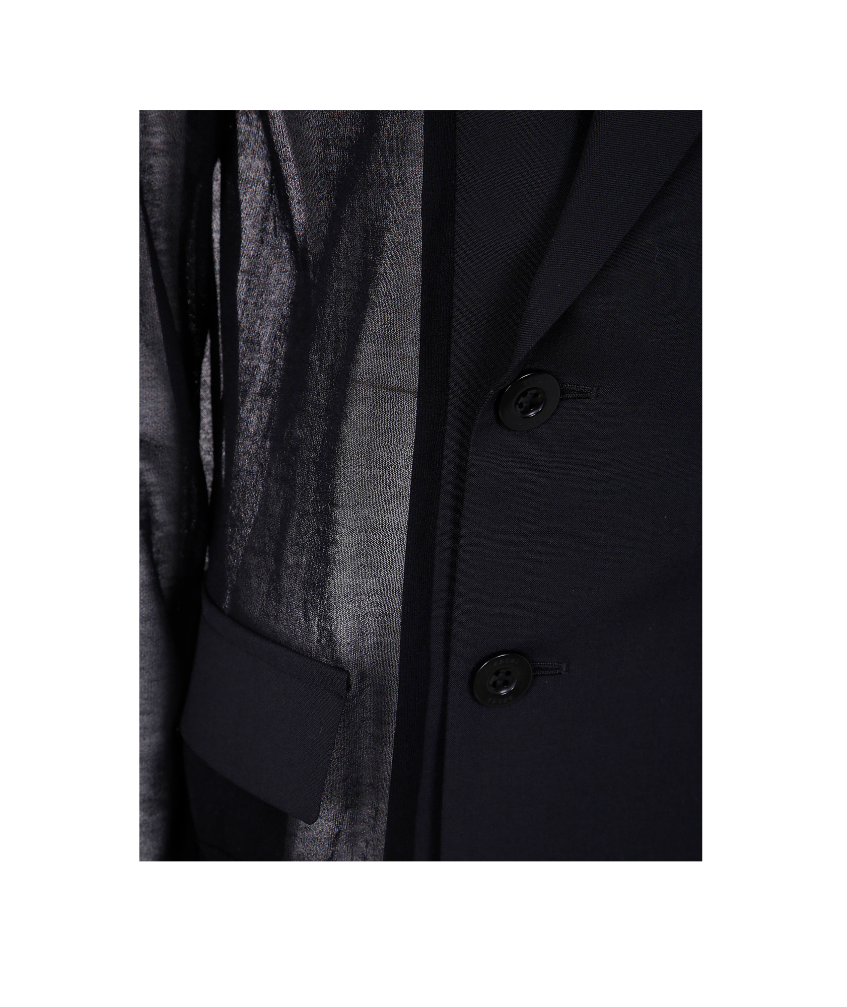 Sacai Semi-transparent Blazer Jacket In Black